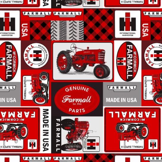 Farmall IH Tractor Fabric, Patchwork Pattern