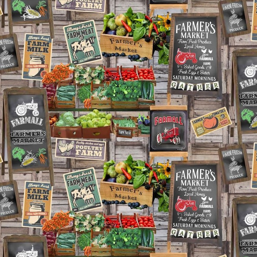 Farmall Farm-to-Table Fabric, Farmer's Market Print