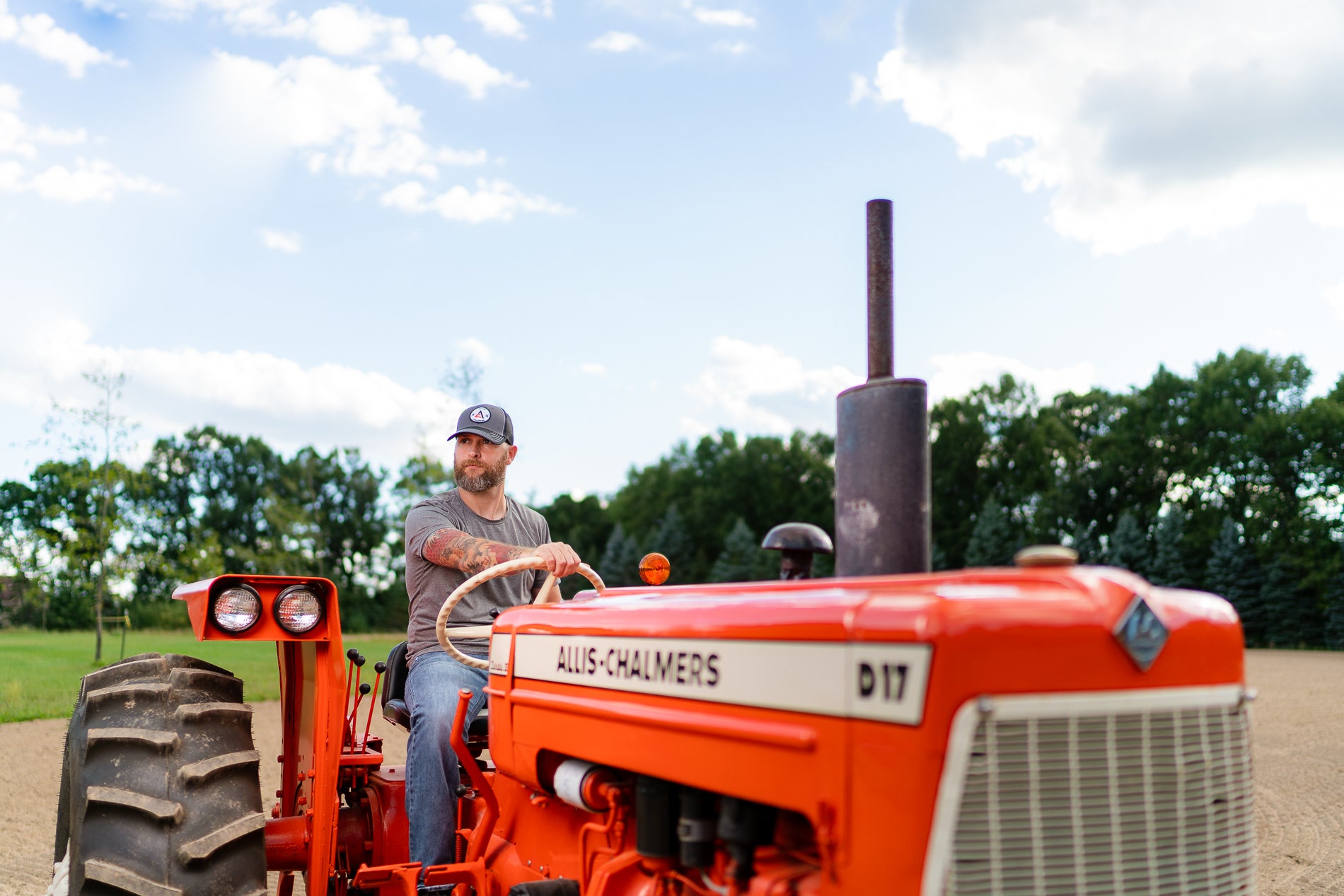 Allis Chalmers Hat, 1914 Logo, Gray with Black Mesh