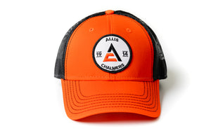 Allis Chalmers Hat, 1914 Logo, Orange/Black Mesh