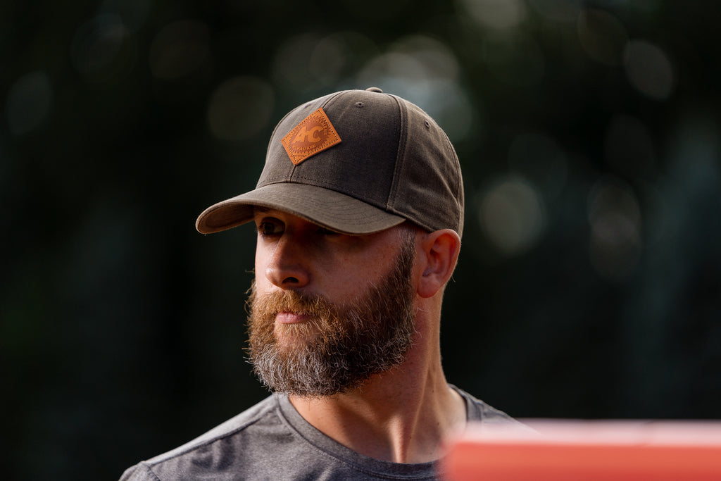 Vintage Allis Chalmers Leather Hat, Oil Distressed