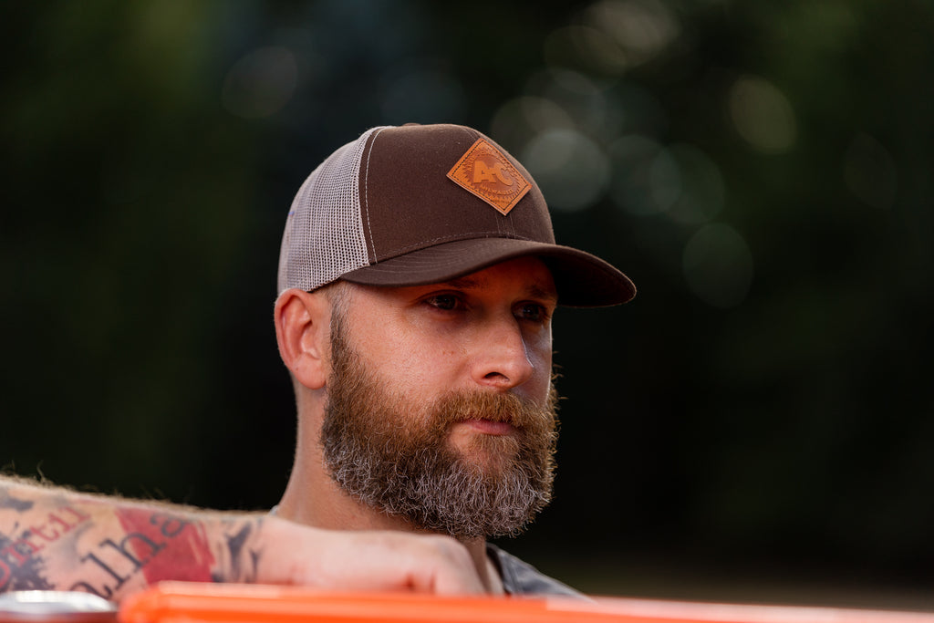 Vintage Allis Chalmers Leather Hat, Brown Mesh