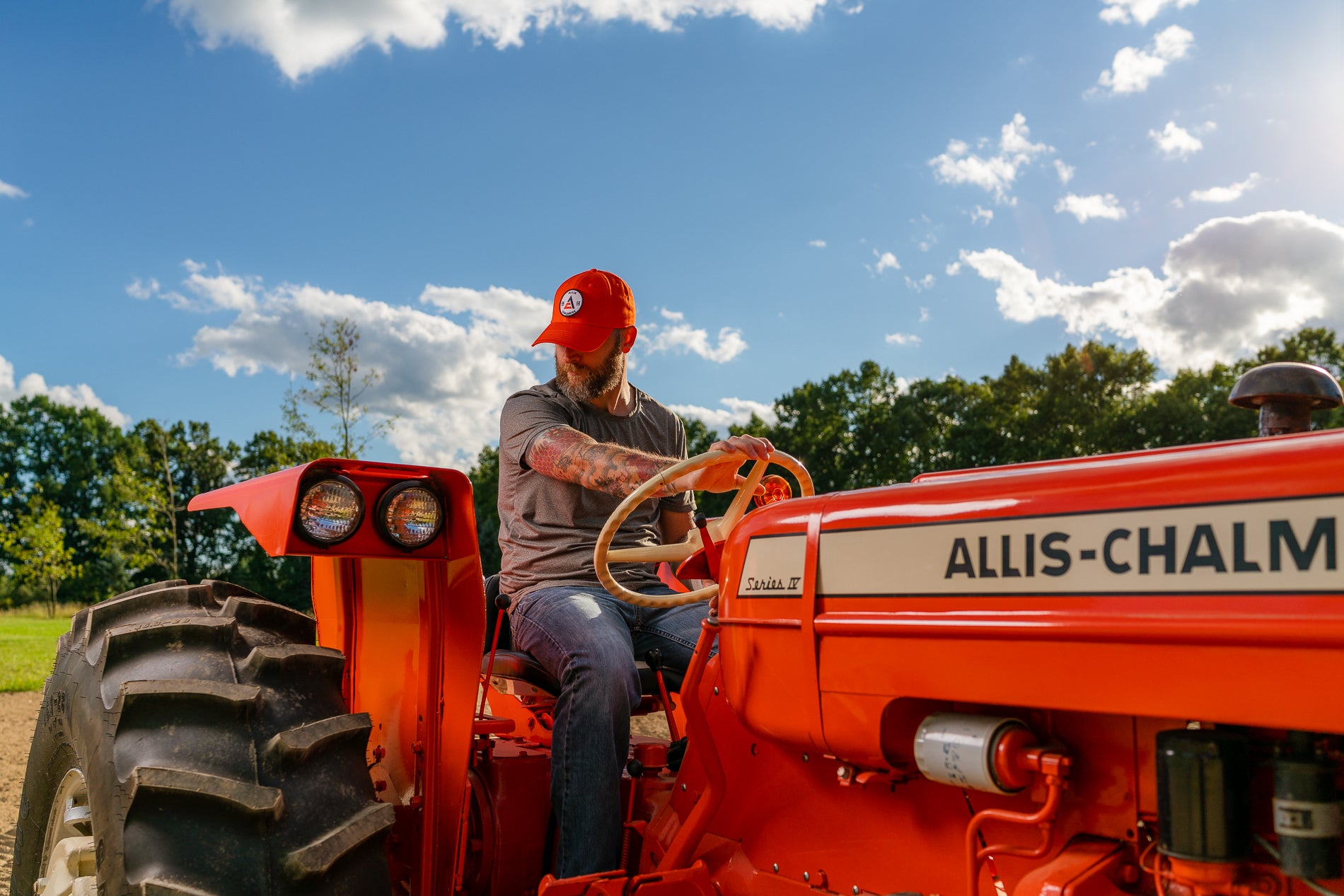 Allis Chalmers Logo Hat, Solid Orange, 1914 Logo, Choose Adult or Youth Size