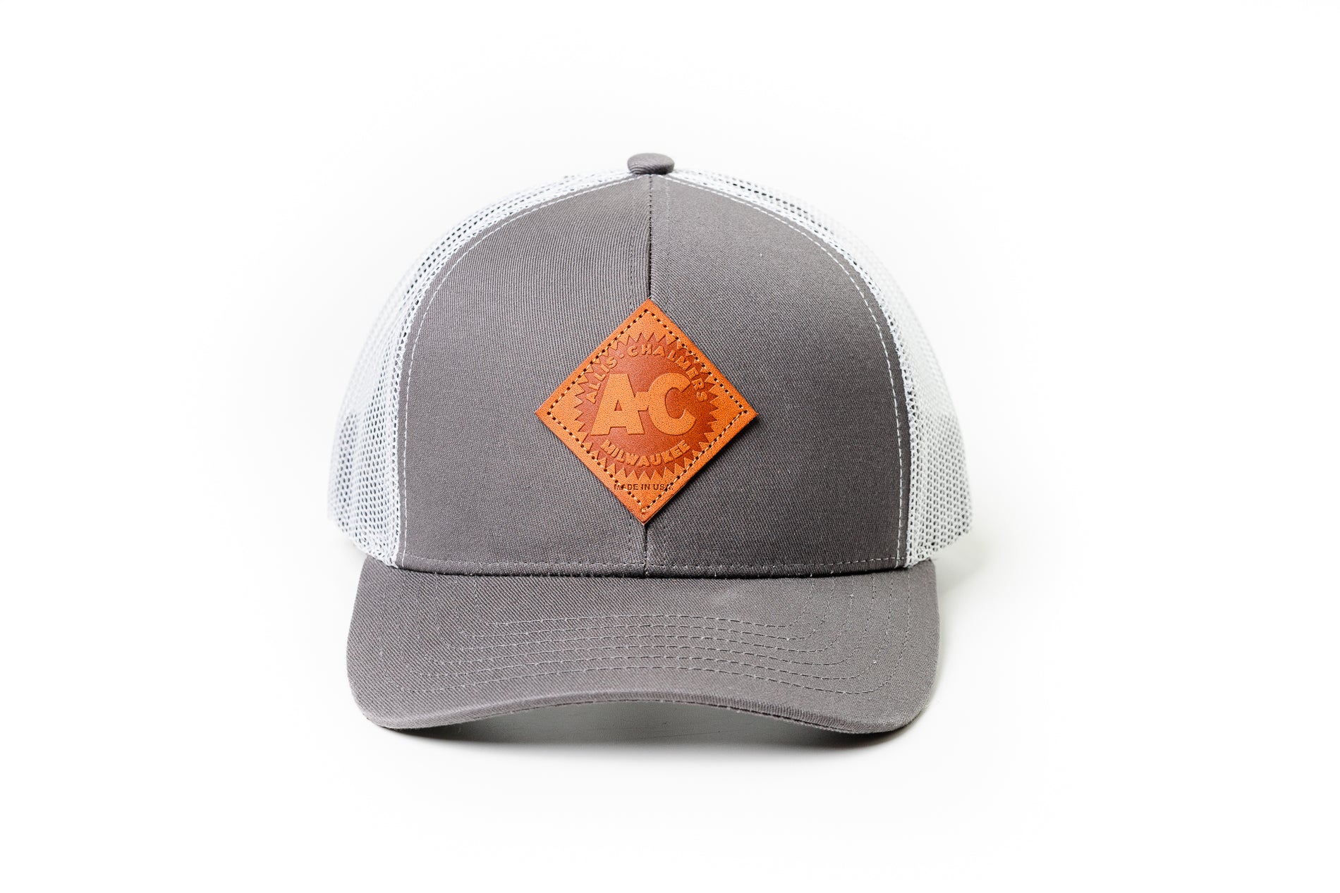 Vintage Allis Chalmers Leather Hat, Gray/White Mesh