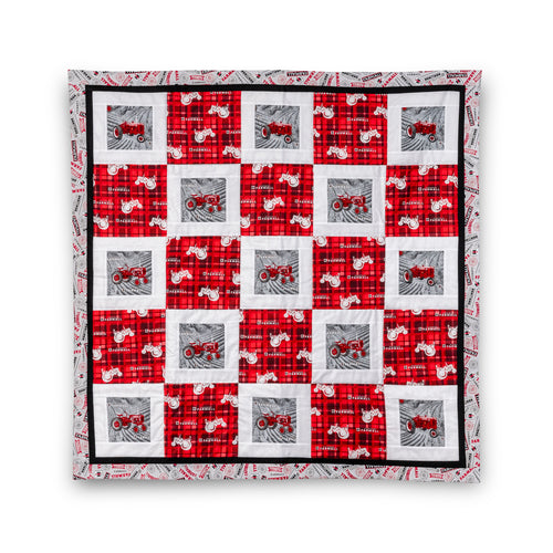 Farmall Tractor Baby Quilt, Gray and Red
