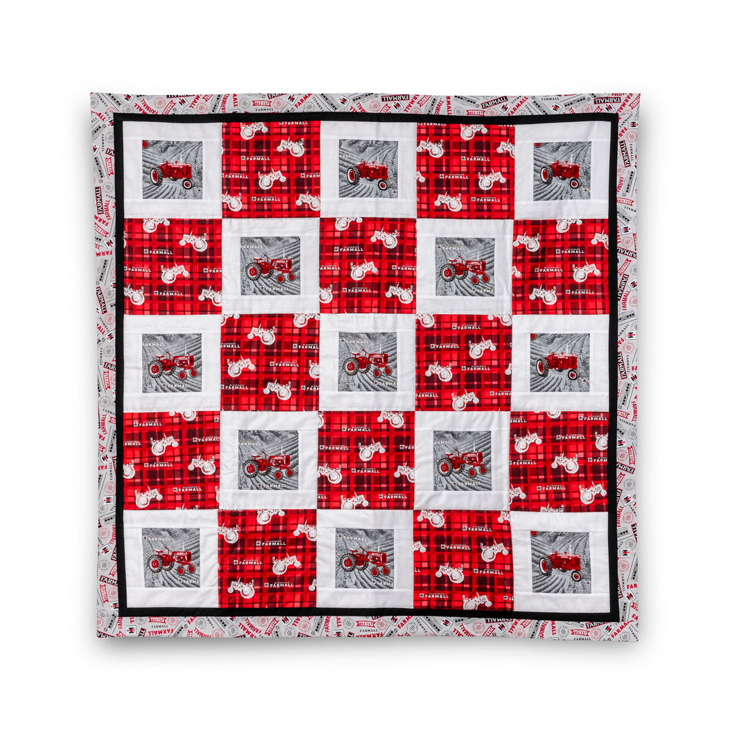 Farmall Tractor Baby Quilt, Gray and Red