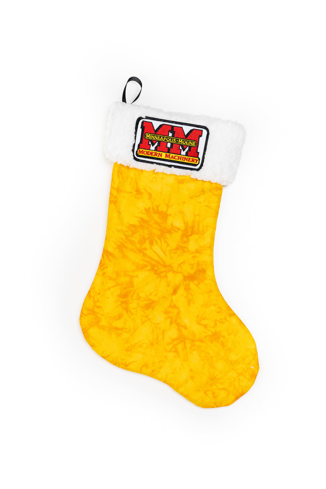 Minneapolis Moline Christmas Stocking, Gold Print with MM Logo on Cuff