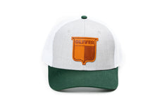 Load image into Gallery viewer, Vintage Oliver Leather Emblem Hat, Heather Gray with Green Brim