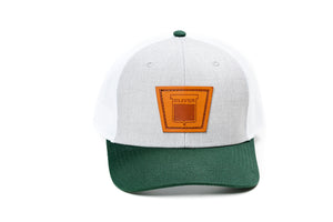 Keystone Oliver Leather Emblem Hat, Heather Gray with Green Brim