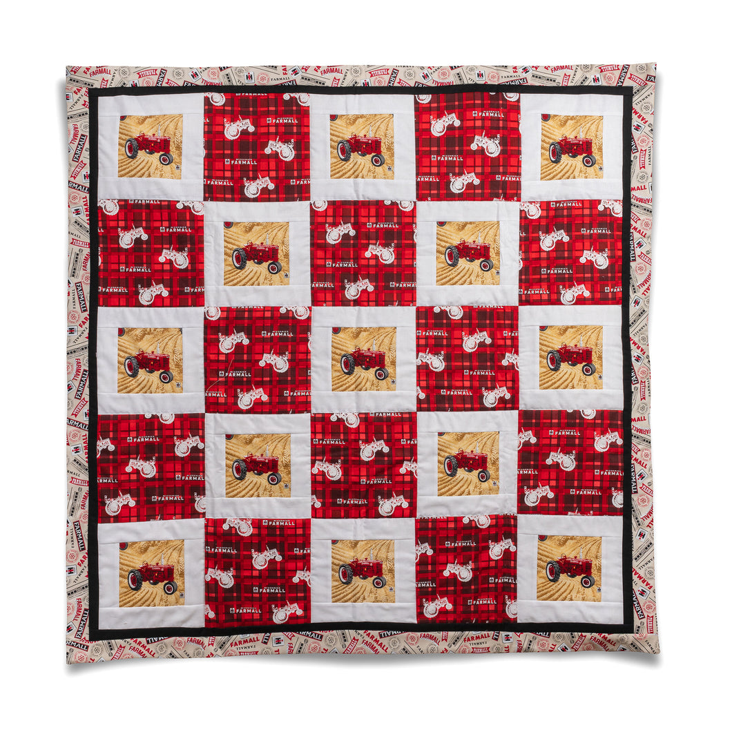 Farmall Tractor Baby Quilt, Cream and Red