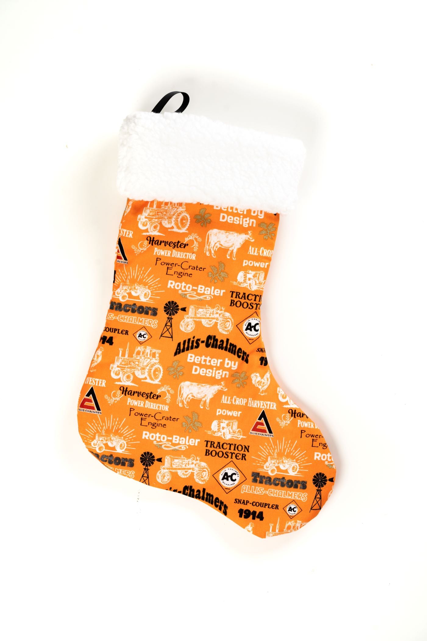 Allis Chalmers Christmas Stocking, Orange, Farmhouse Print