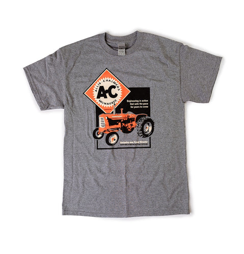 Allis Chalmers T-Shirt, Gray, Engineering in Action, Choose from sizes S and M