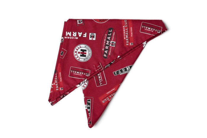 Farmall and IH Logo Dog Bandanna: Red with signs and logos