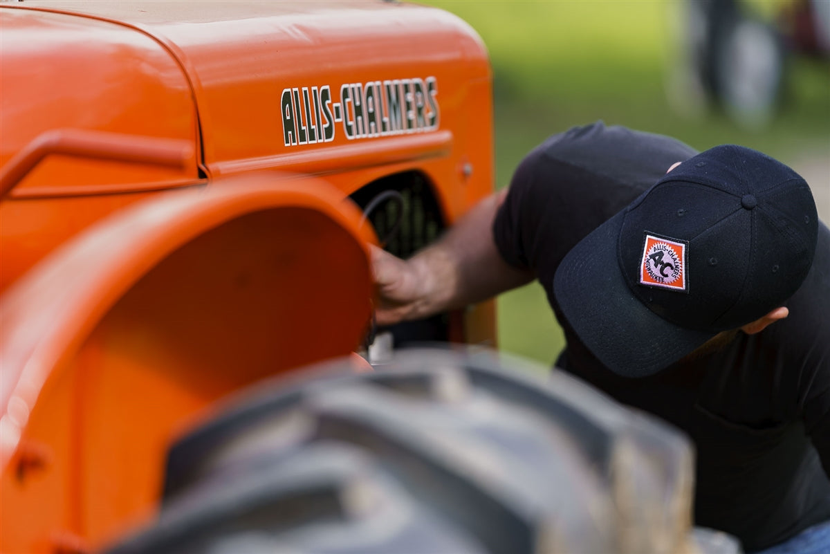 Vintage Allis Chalmers Logo Solid Black Hat