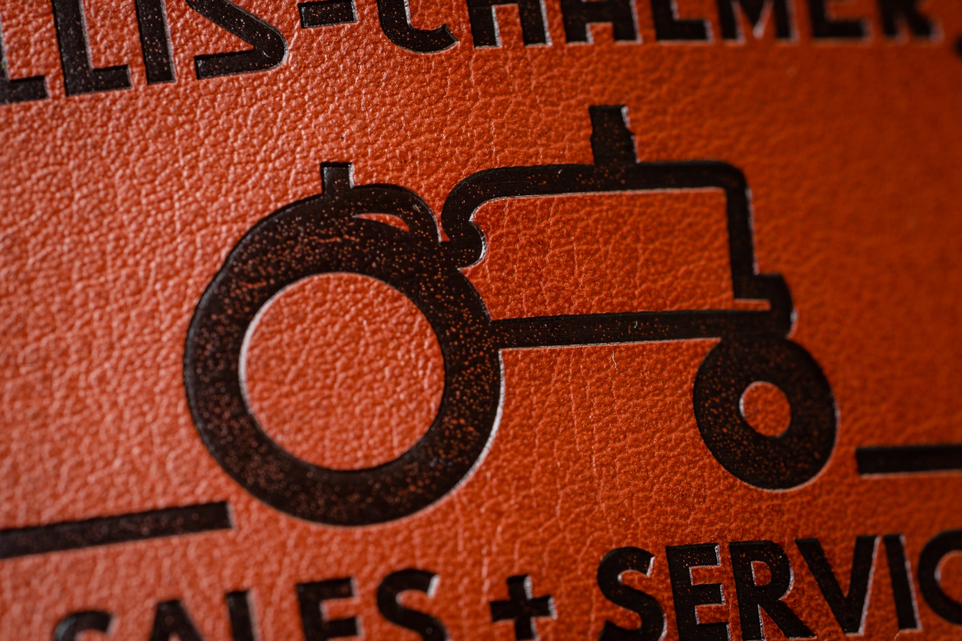 Allis Chalmers Leather Emblem Hat, Burnt Orange, Sales and Service Emblem