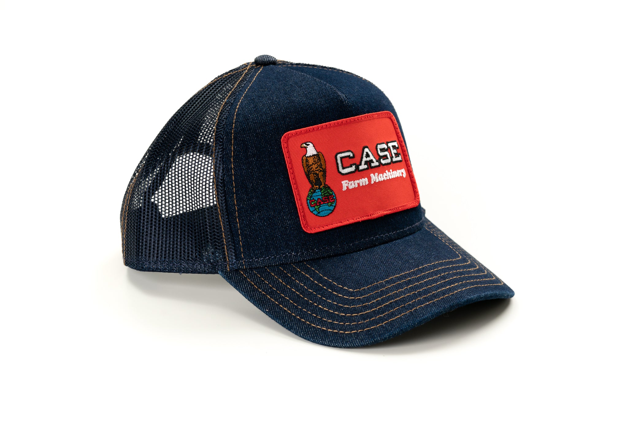 Case Farm Machinery Eagle Logo Hat, Denim Mesh Trucker Style