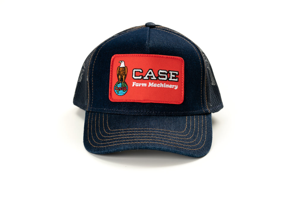Case Farm Machinery Eagle Logo Hat, Denim Mesh Trucker Style