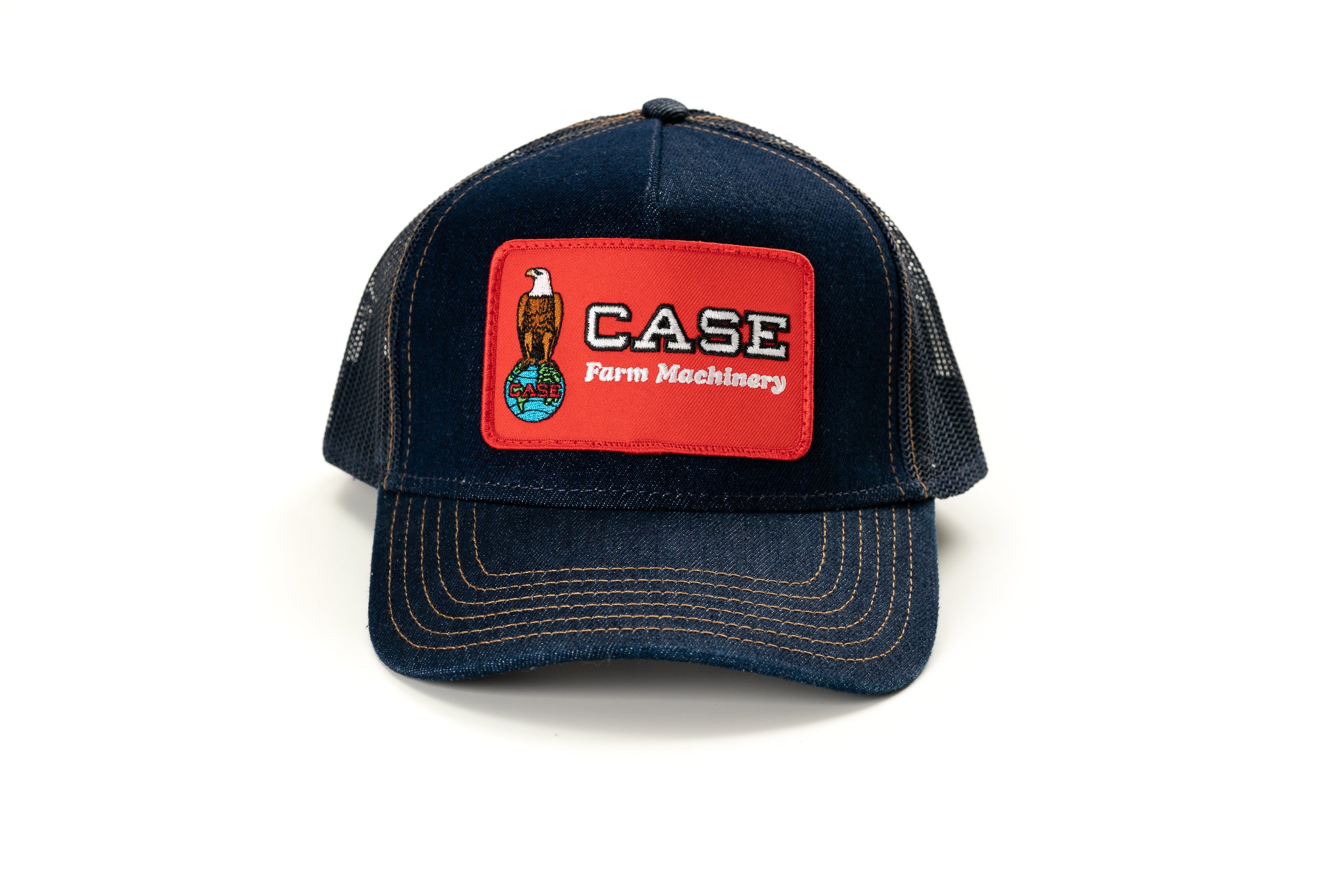 Case Farm Machinery Eagle Logo Hat, Denim Mesh Trucker Style