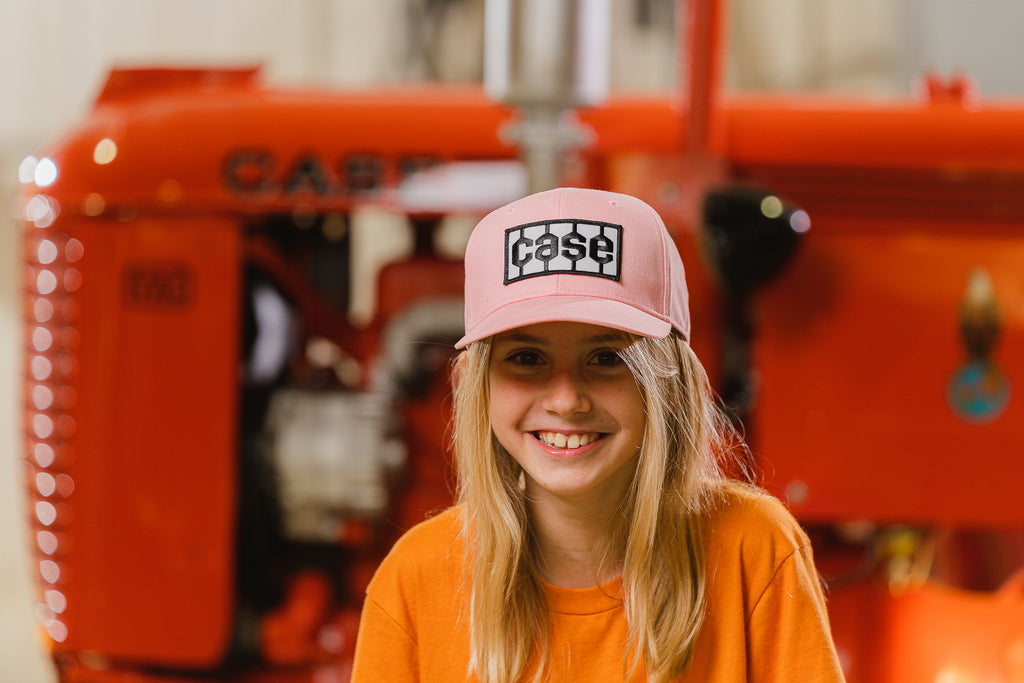 Case Tire Tread Logo Hat, Adult or Youth Size, Solid Pink