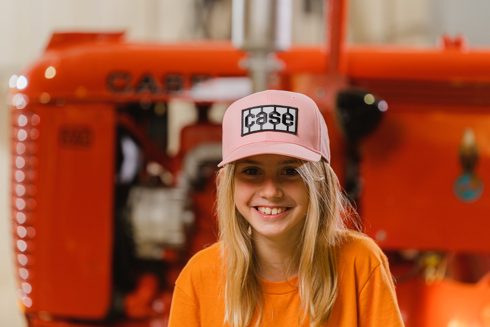 Case Tire Tread Logo Hat, Adult or Youth Size, Solid Pink