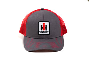 IH Hat, Charcoal Gray with Red Mesh Back