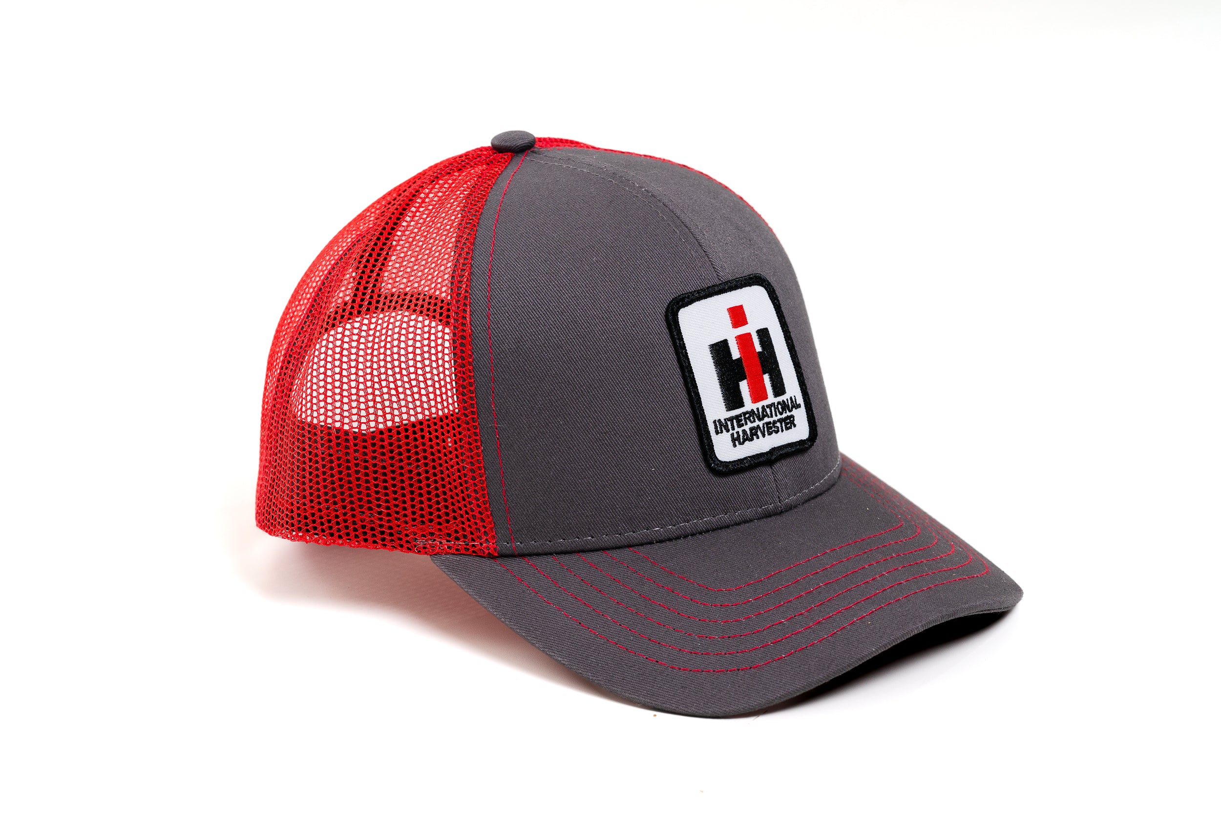 IH Hat, Charcoal Gray with Red Mesh Back