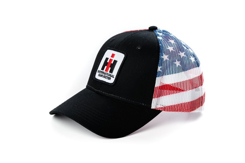 International Harvester IH Logo Hat, Flag Mesh Back