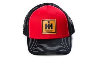 IH Leather Emblem Hat, Red and Black Mesh