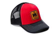 Load image into Gallery viewer, IH Leather Emblem Hat, Red and Black Mesh