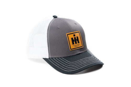 IH Leather Emblem Hat, Gray with White Mesh Back and Black Brim