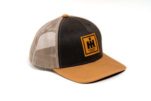 IH Leather Emblem Hat, Brown and Tan with Mesh Back