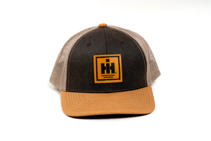 IH Leather Emblem Hat, Brown and Tan with Mesh Back