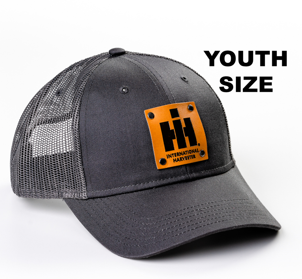 IH Leather Emblem Hat, Gray Mesh, Youth-Size