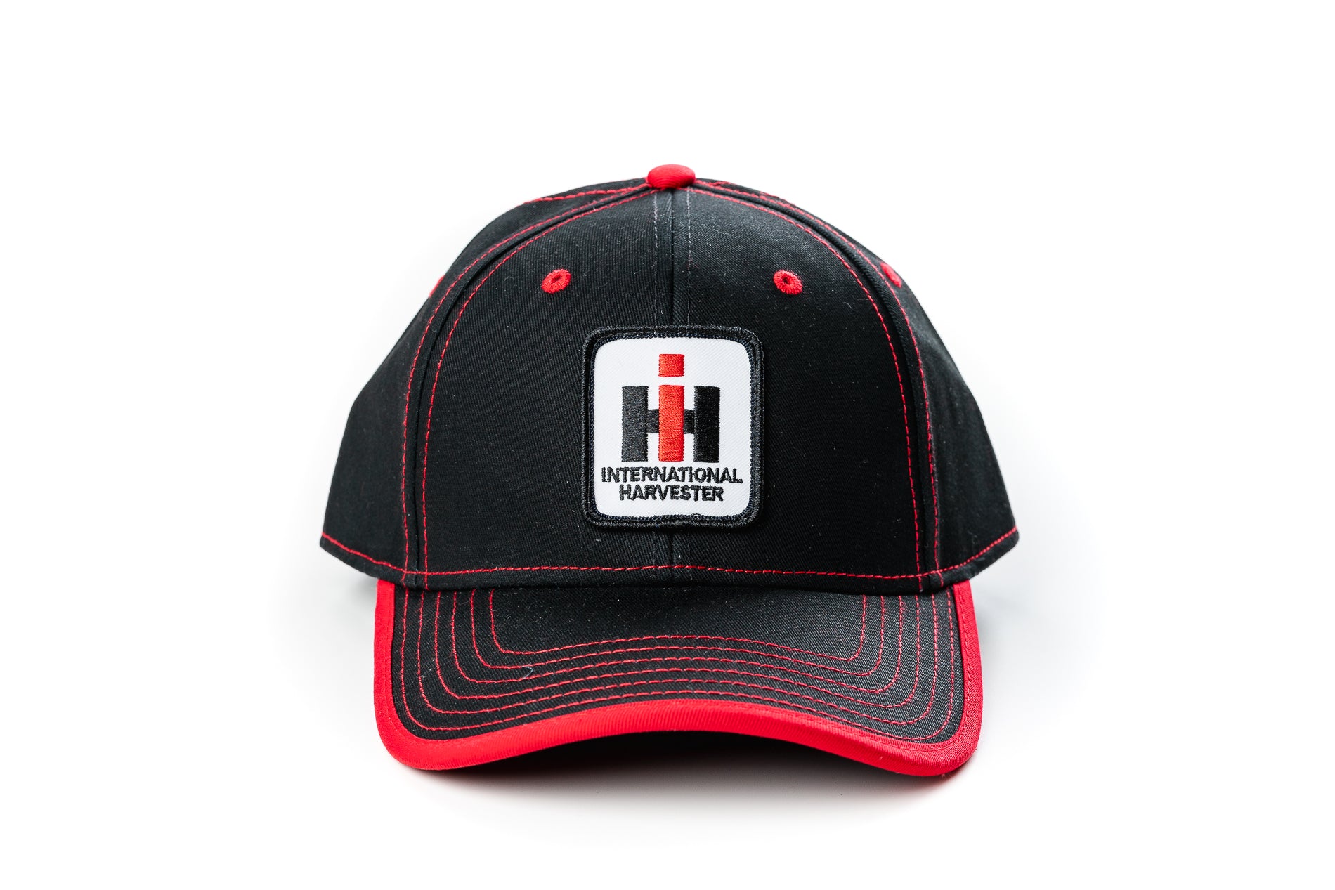 International Harvester IH Logo Hat, Black with Red Accents and Trim