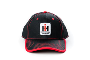 International Harvester IH Logo Hat, Black with Red Accents and Trim