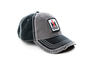 IH International Harvester Logo Hat, Black and Gray Distressed