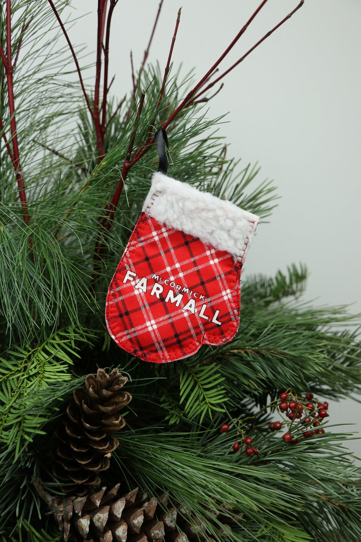 IH Farmall Logo Ornament/Gift Card Holder, Plaid Mitten