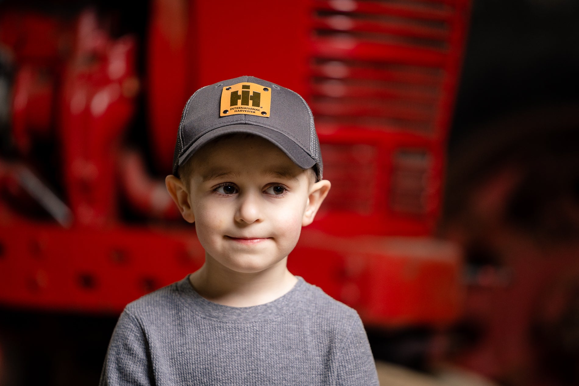 IH Leather Emblem Hat, Gray Mesh, Youth-Size