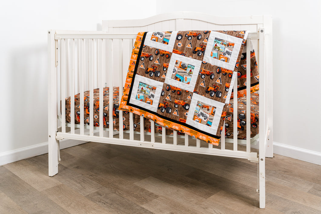 Allis Chalmers Nursery Set, Crib Sheet and Quilt