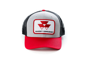 Massey Ferguson Logo Hat, Gray with Red Brim and Black Mesh Back