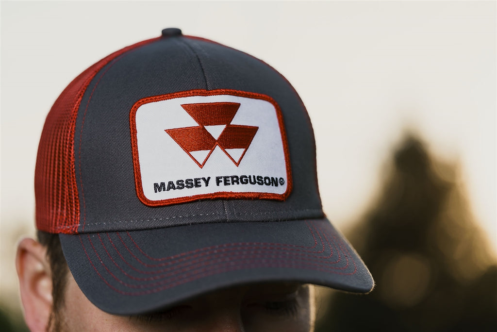 Massey Ferguson Hat, Gray with Red Mesh Back