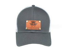 Load image into Gallery viewer, Massey Ferguson Leather Emblem Hat, Gray/White Mesh