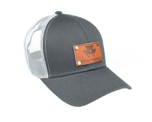 Massey Ferguson Leather Emblem Hat, Gray/White Mesh