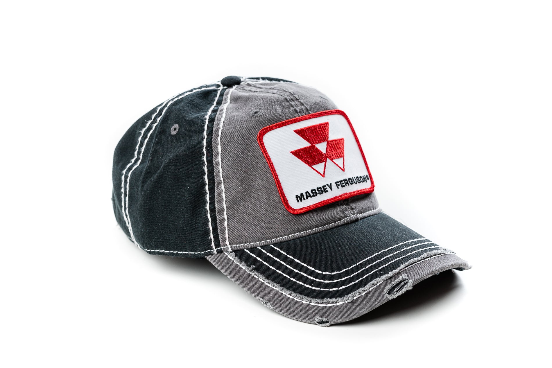 Massey Ferguson Logo Hat, Gray and Black Distressed