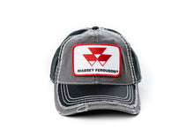 Load image into Gallery viewer, Massey Ferguson Logo Hat, Gray and Black Distressed