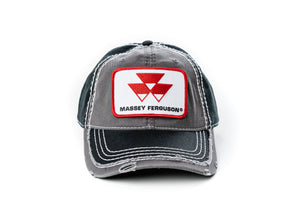 Massey Ferguson Logo Hat, Gray and Black Distressed