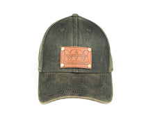 Load image into Gallery viewer, Minneapolis Moline Leather Emblem Hat, Oil Distressed