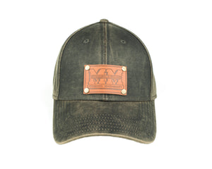 Minneapolis Moline Leather Emblem Hat, Oil Distressed