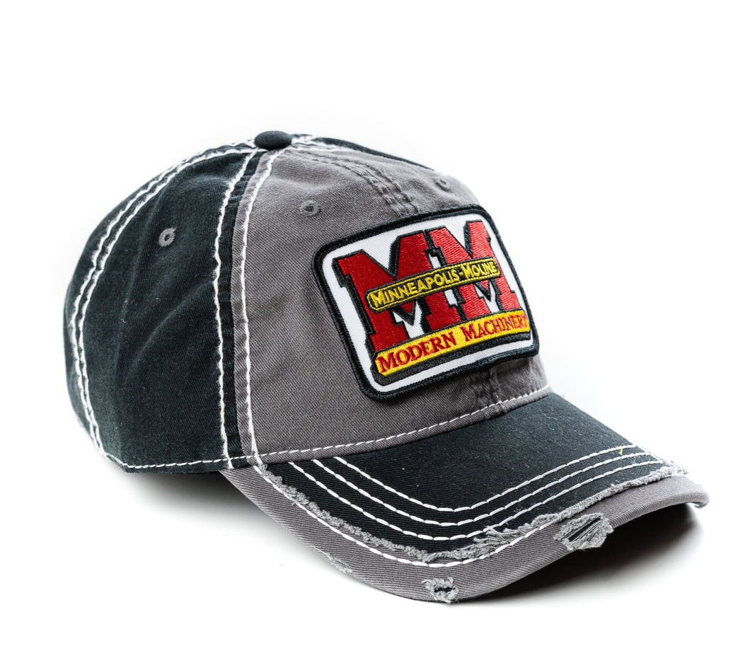 Minneapolis Moline Hat, gray and black distressed