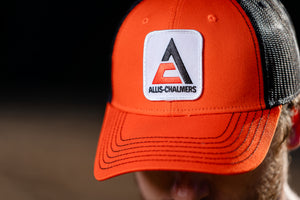 New Allis Chalmers Logo Hat, Orange/Black Mesh